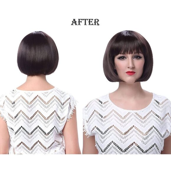 ? Women Brown Short Straight Hair Flapper Cosplay Quality Costume Bob Wig main image 6